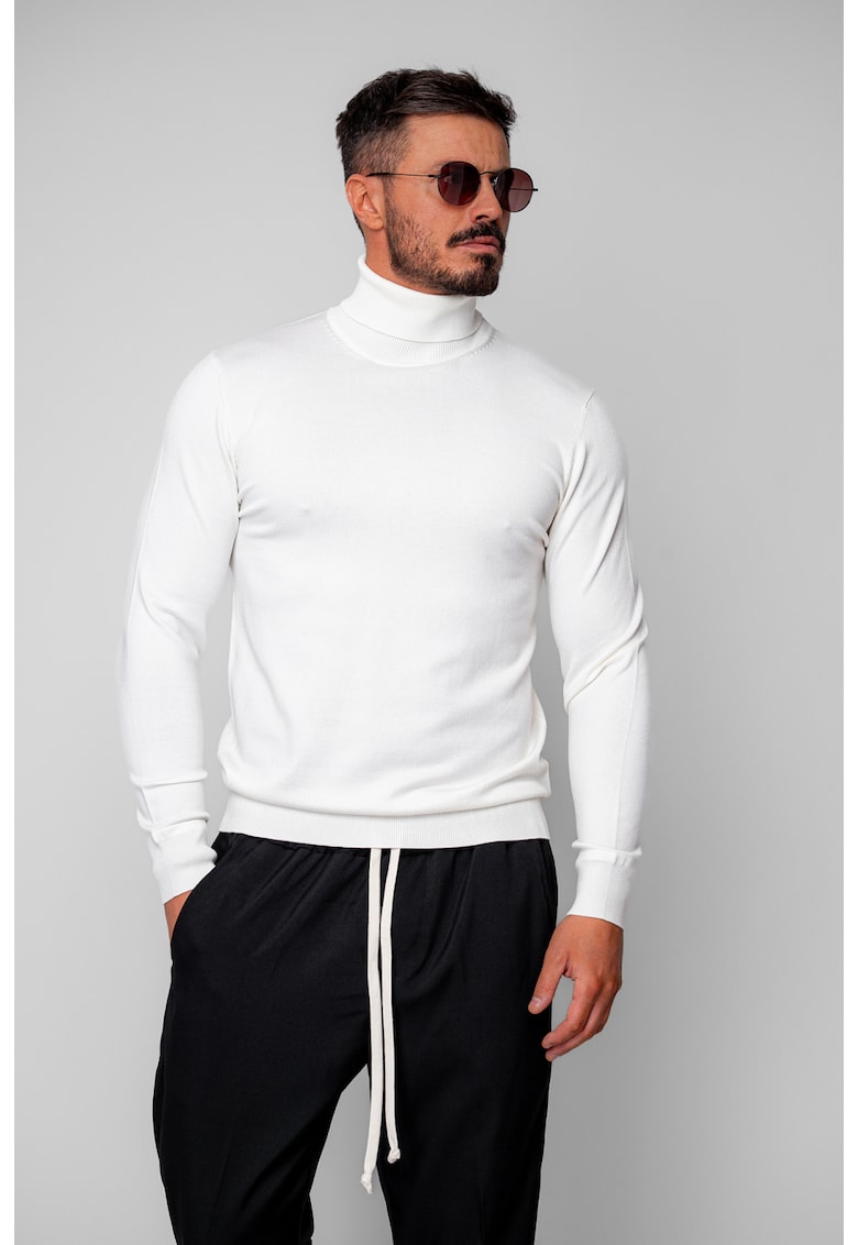 Pulover cu guler inalt Off White 19857 - Alb
