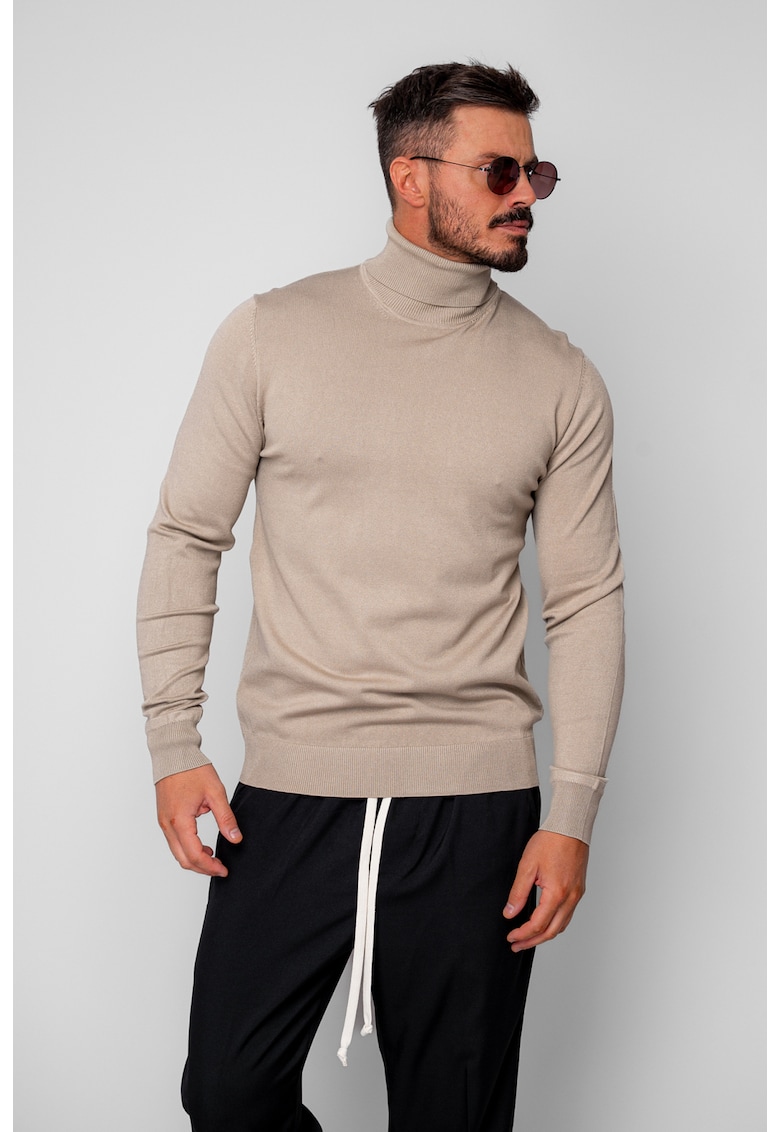 Pulover cu guler inalt Beige 19861 - Bej