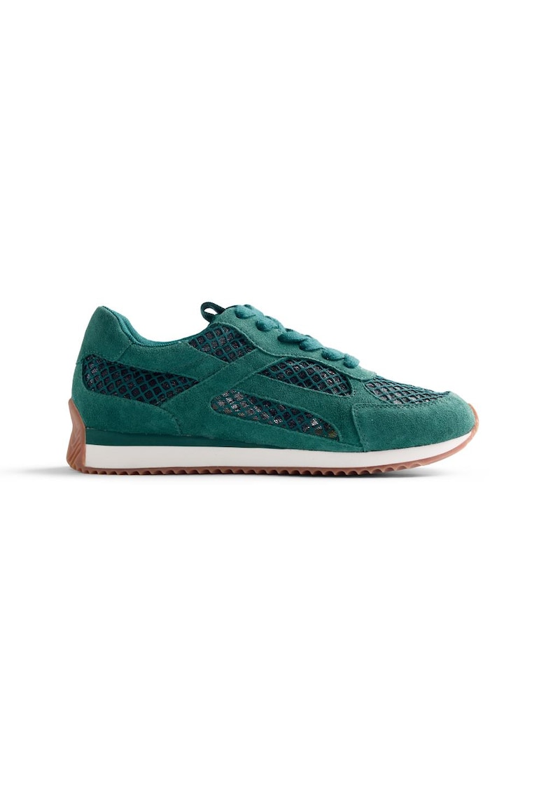 Pantofi sport de piele cu garnituri de plasa Roxas - Verde englez