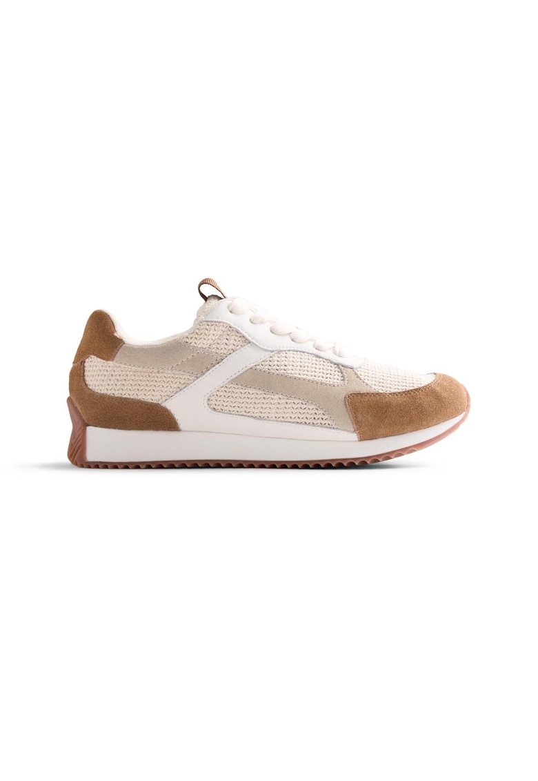 Pantofi sport de piele intoarsa cu garnituri crosetate Busia - Bej