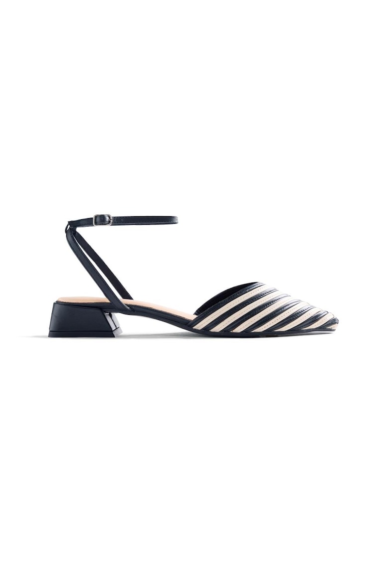 Pantofi de piele cu toc si varf ascutit Clawson - Negru/Alb murdar