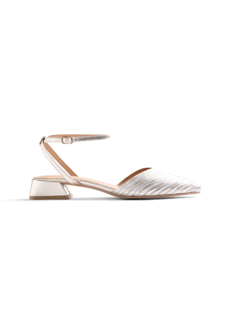 Pantofi de piele cu toc si varf ascutit Clawson - Auriu platinat