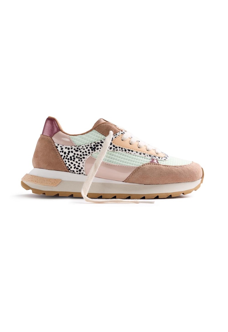Pantofi sport cu animal print Emali - Bej/Verde pal