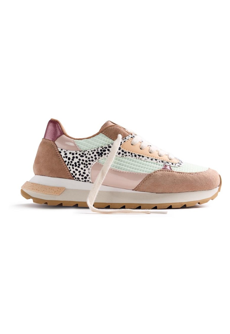 Pantofi sport cu animal print Emali - Bej/Verde pal