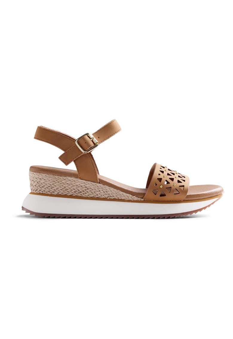 Sandale wedge de piele ecologica Wete - Maro