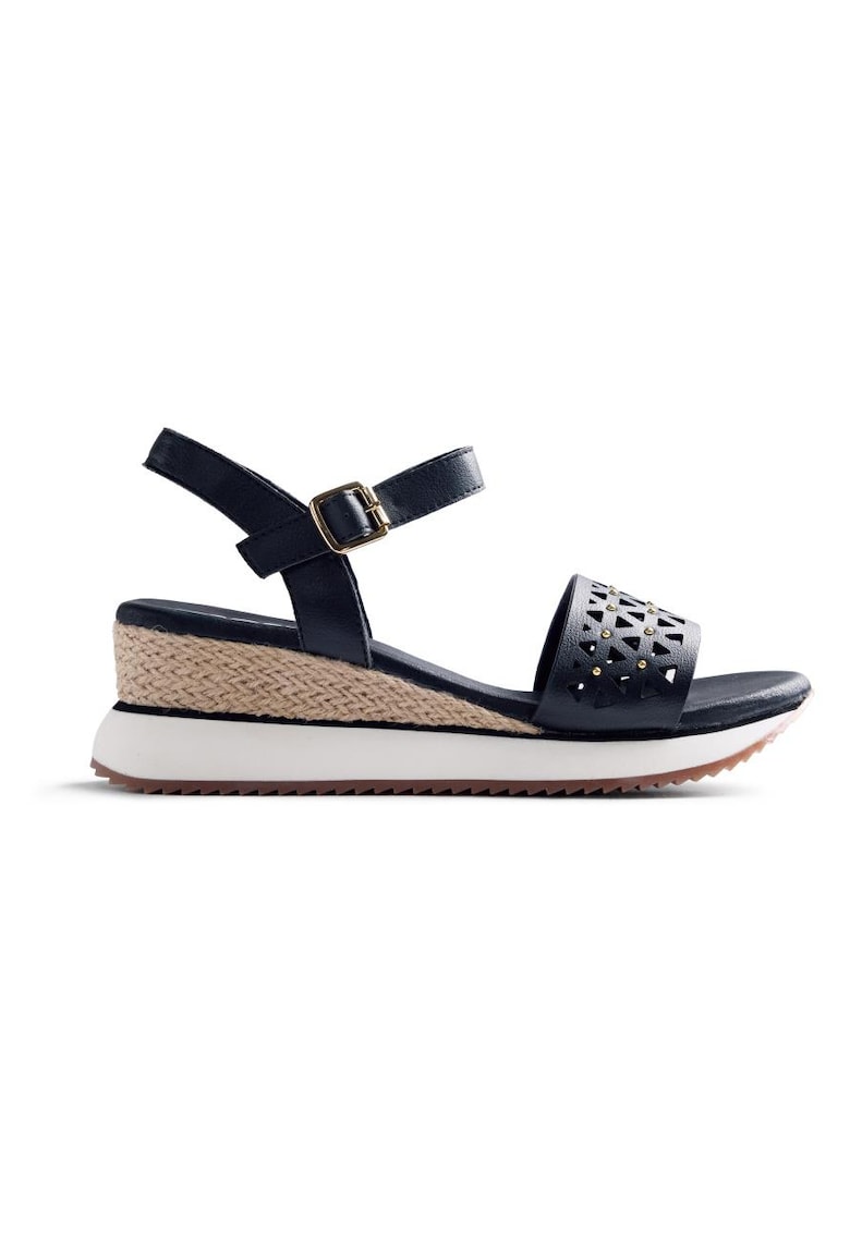 Sandale wedge de piele ecologica Wete - Negru