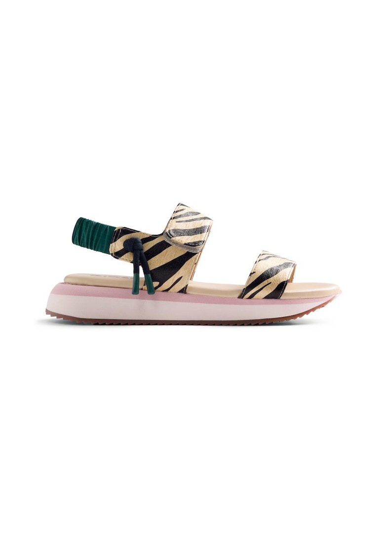 Sandale de piele cu animal print Eslov - Negru/Galben