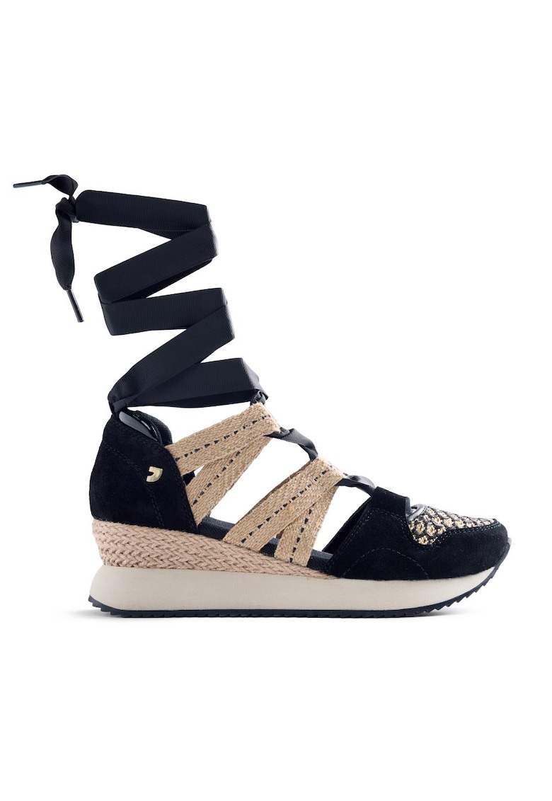 Pantofi sport wedge cu decupaje Kidika - Negru/Bej