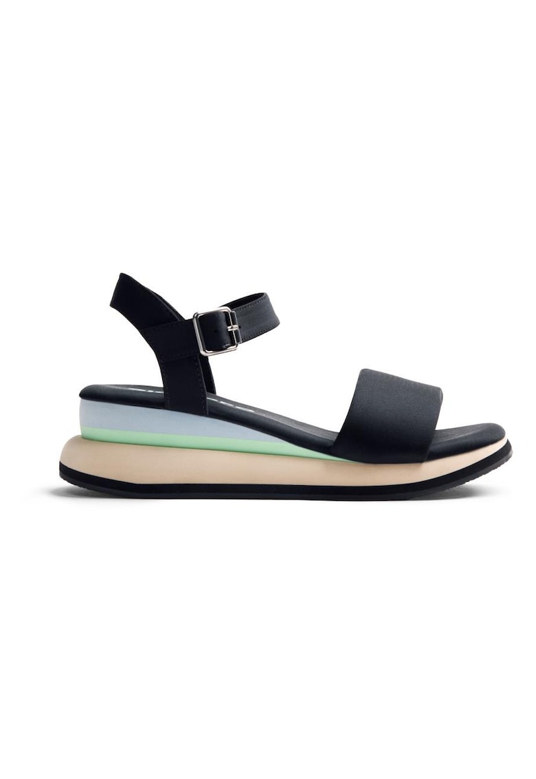Sandale wedge cu catarama Zaria - Negru
