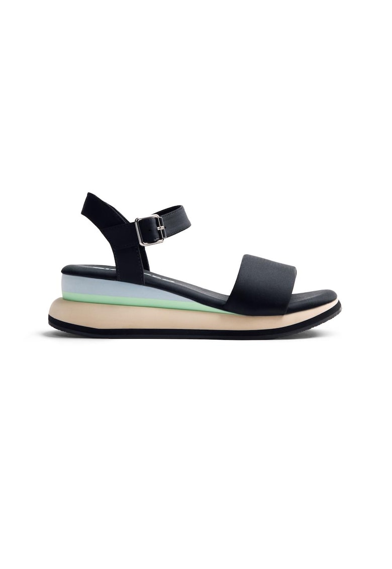 Sandale wedge cu catarama Zaria - Negru