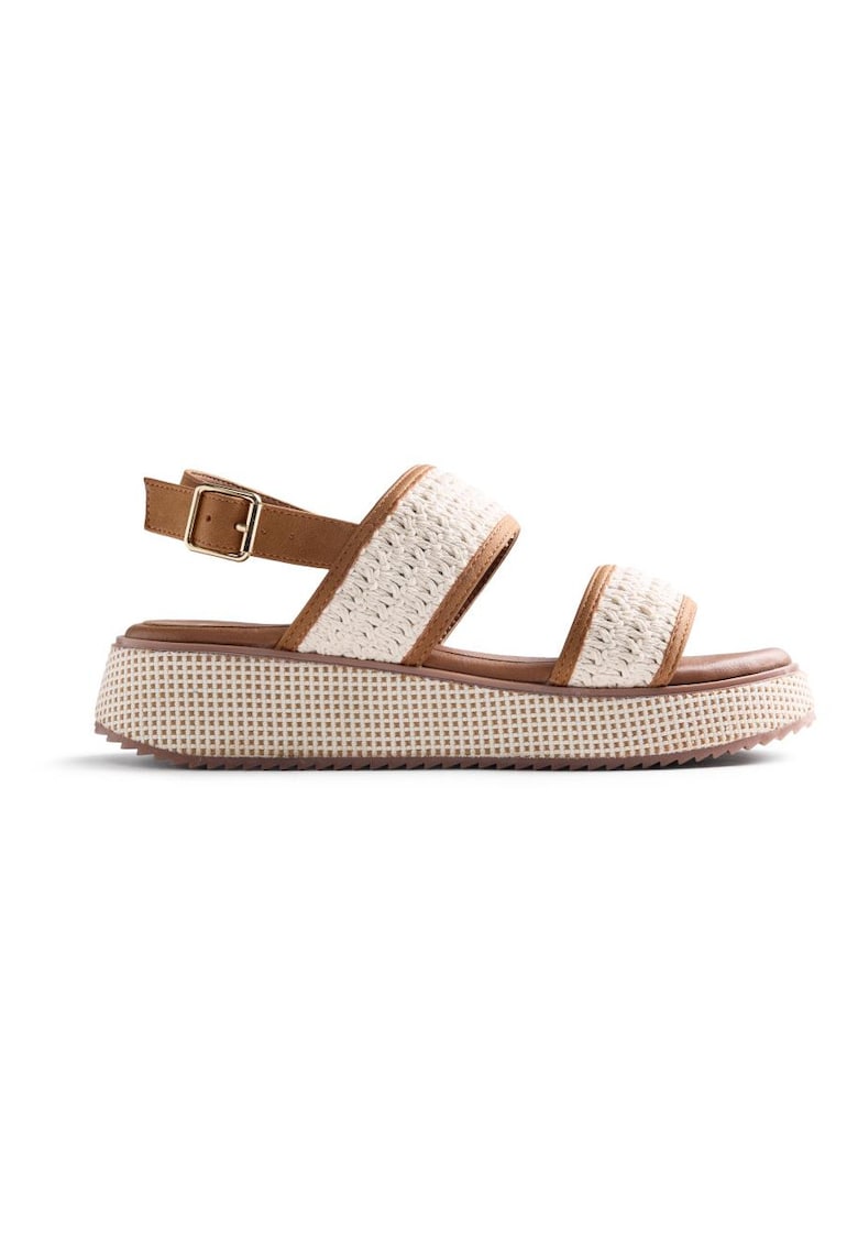 Sandale wedge cu catarama Cheptais - Alb/Maro