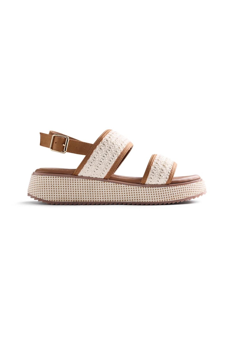 Sandale wedge cu catarama Cheptais - Alb/Maro