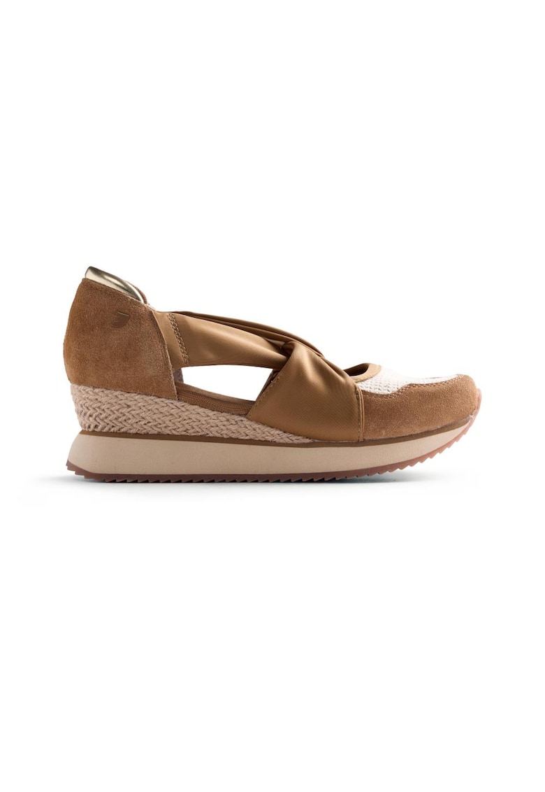 Pantofi sport wedge slip-on cu garnituri de piele intoarsa Vuka - Maro camel