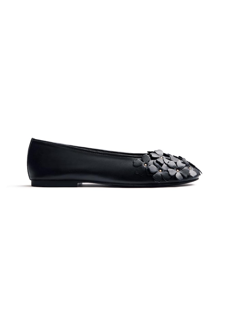 Balerini de piele cu design floral Townsend - Negru