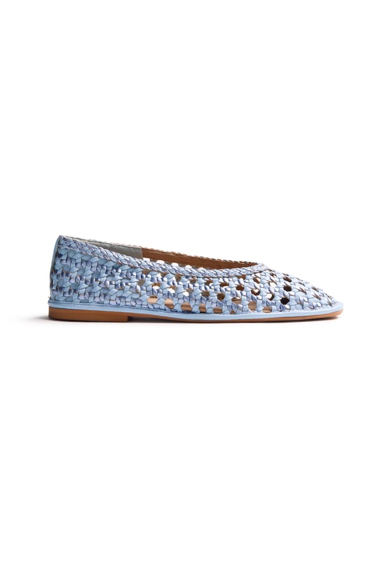 Balerini de piele cu design impletit Embeya - Albastru pastel