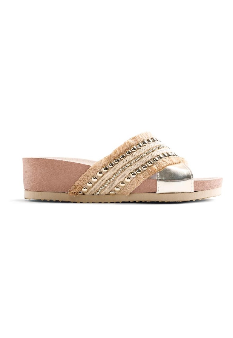 Papuci wedge cu aspect metalizat Sumbawa - Auriu