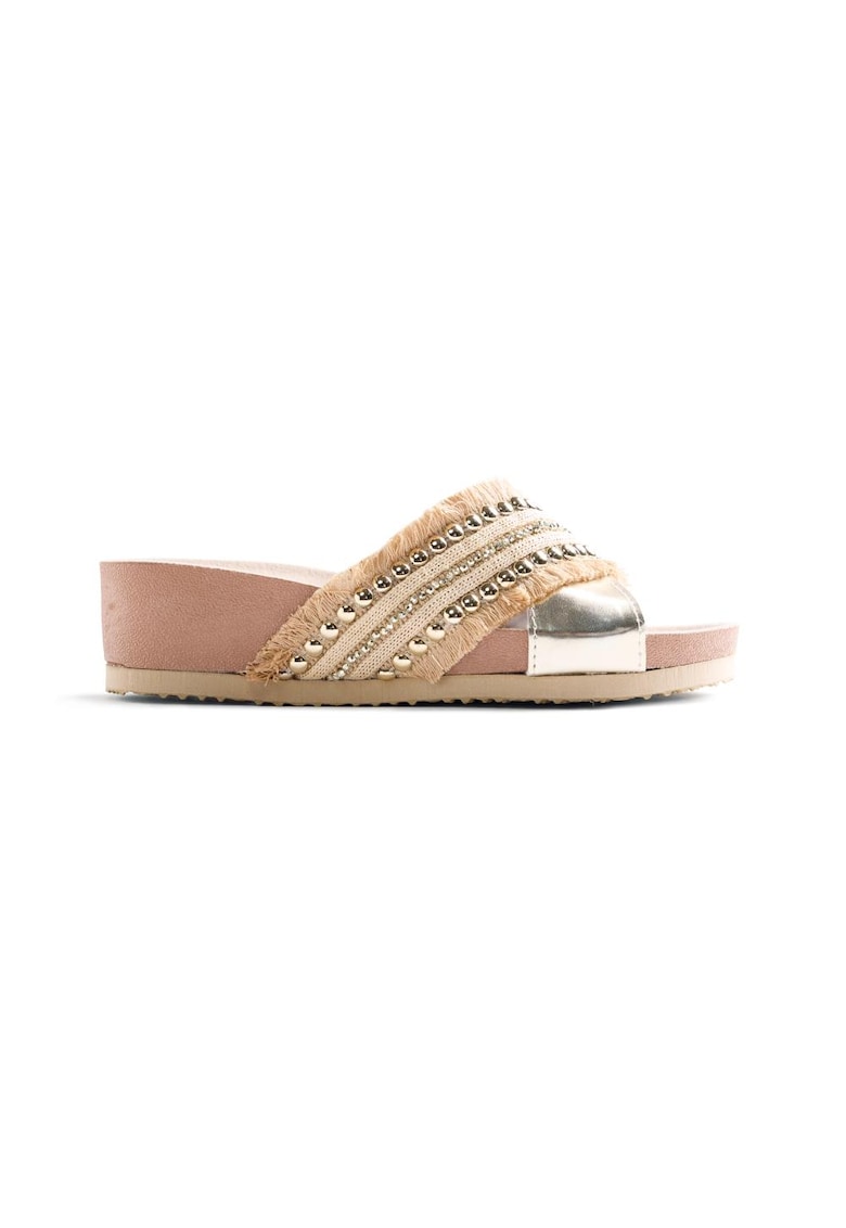 Papuci wedge cu aspect metalizat Sumbawa - Auriu
