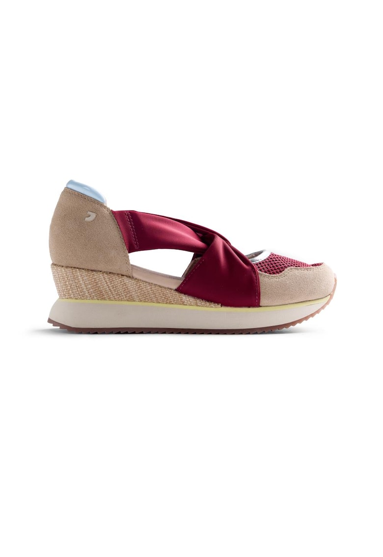 Pantofi sport wede cu piele intoarsa si plasa cu decupaje Sgay - Visiniu