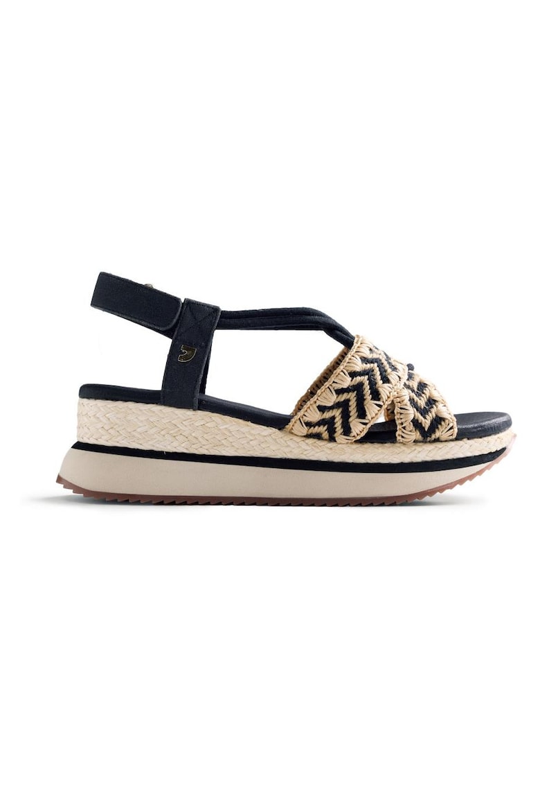 Sandale-espadrile wedge Ugunja - Negru/Bej