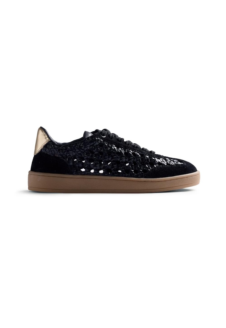 Pantofi sport de piele si poele intoarsa impletiti Ijebu - Negru