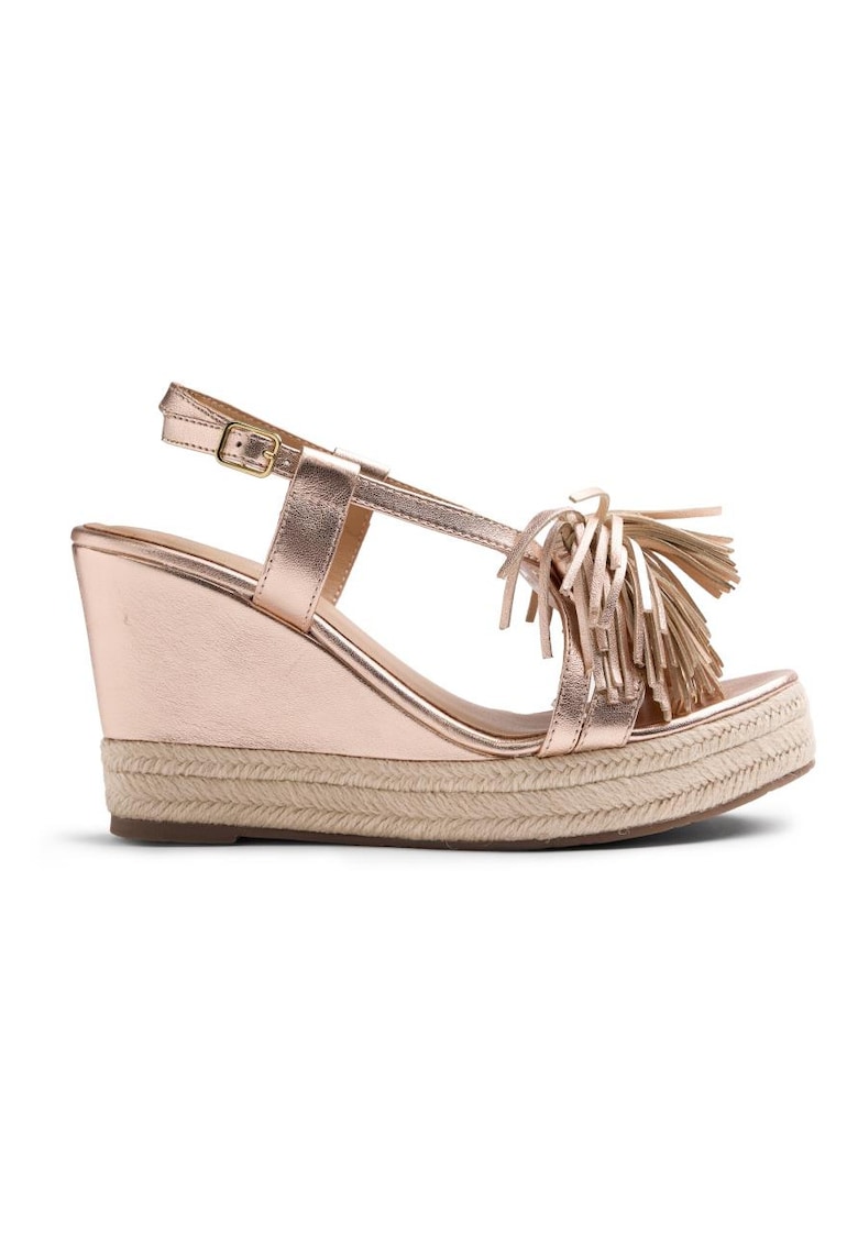 Sandale din piele intoarsa cu talpa wedge Kilosa - Auriu rose