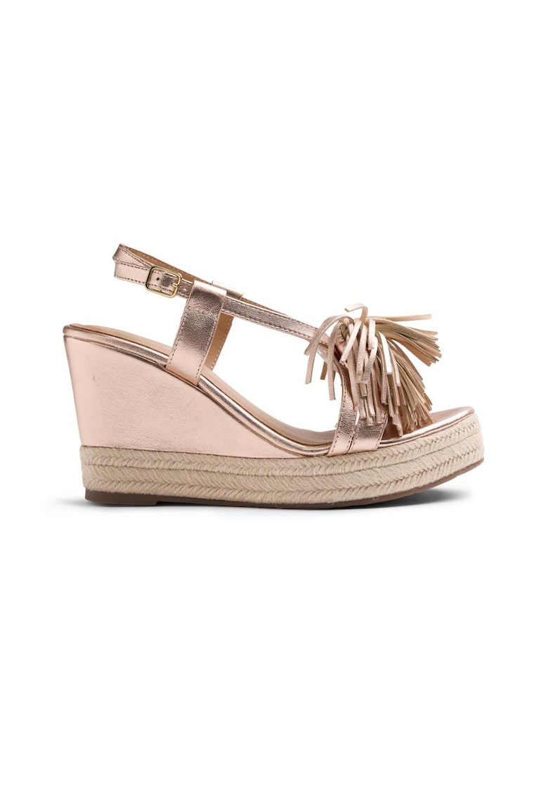 Sandale wedge de piele intoarsa Kilosa - Auriu rose