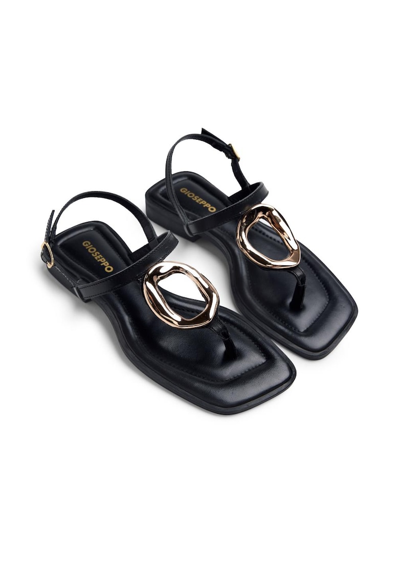 Sandale de piele cu element metalic Matuu - Negru