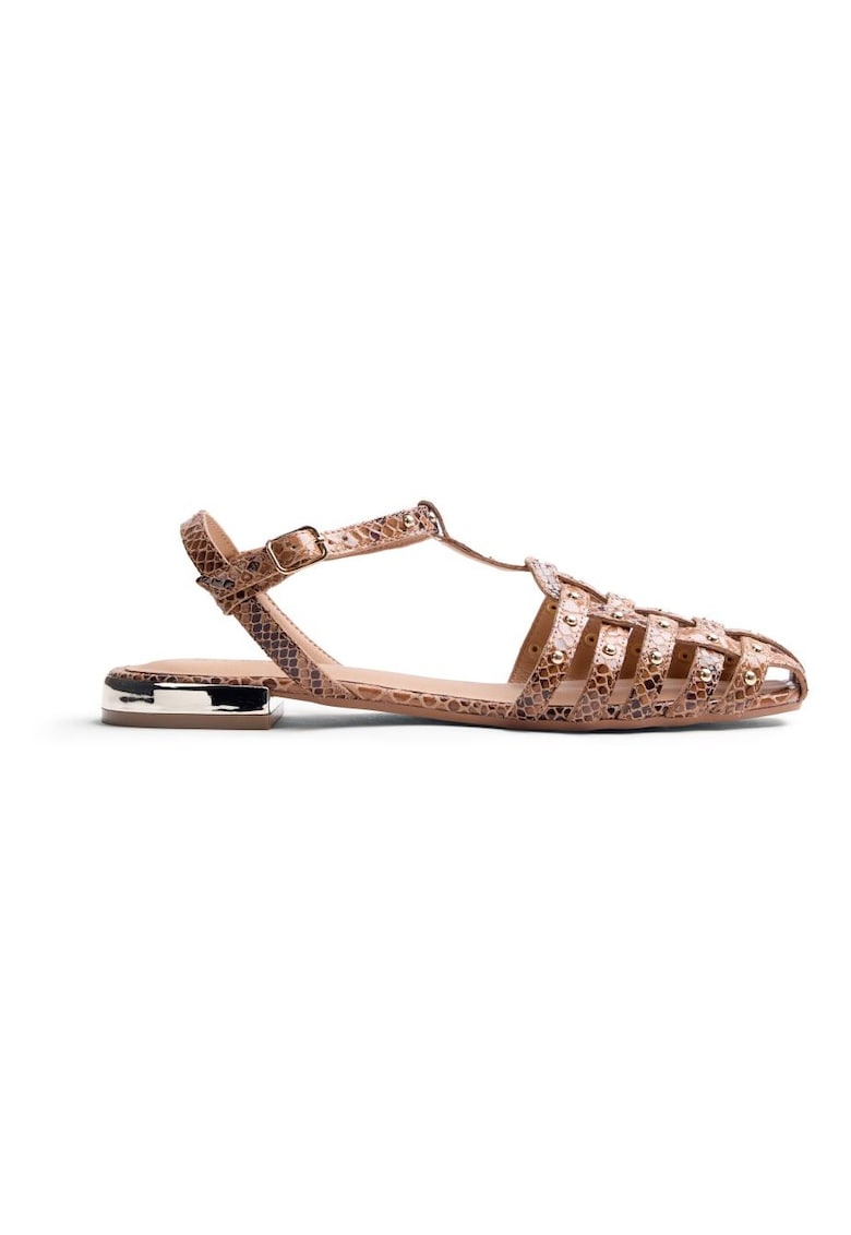 Sandale fishrman de piele cu aspect piele de reptila Ottertail - Maro