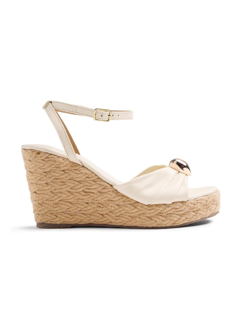 Sandale-espadrile de piele cu platforma wedge Soudan - Alb murdar