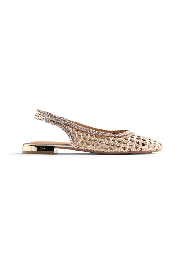Balerini slingback cu design impletit Wendell - Auriu platinat