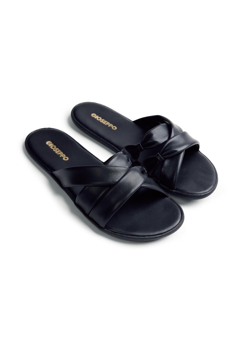 Papuci uni de piele Mtito - Negru