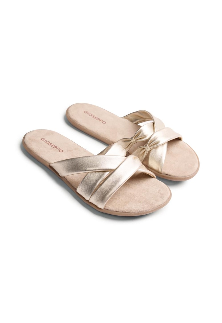 Papuci uni de piele Mtito - Auriu platinat