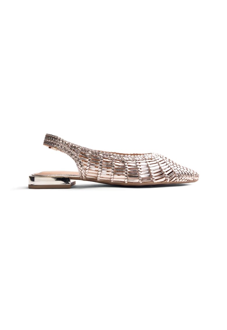 Balerini de piele cu design impletit - Auriu platinat