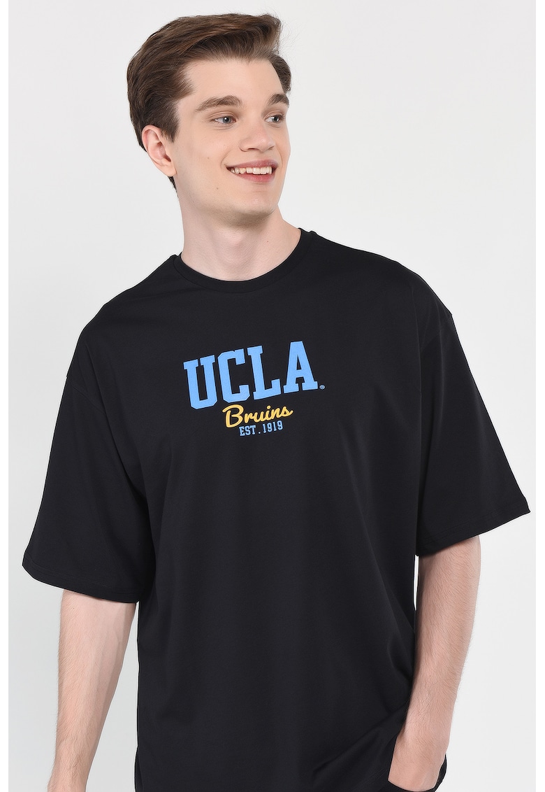 Tricou regular fit - decolteu la baza gatului - imprimeu cu logo - Negru - HUNTER - Negru