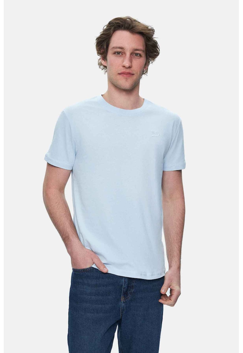Tricou regular fit - decolteu la baza gatului - imprimeu cu logo - Albastru - HARPER - Albastru