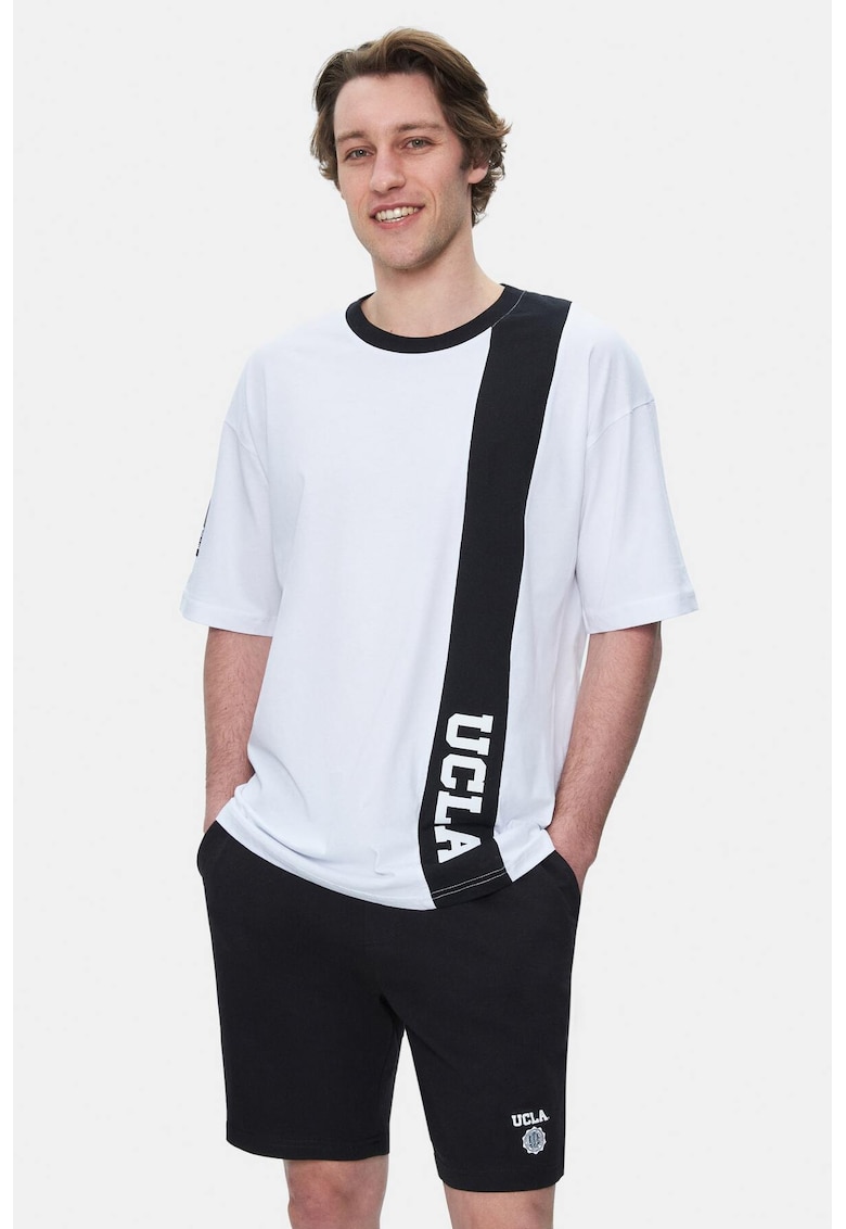 Tricou regular fit - decolteu la baza gatului - imprimeu cu logo - Alb - KEITH - Alb