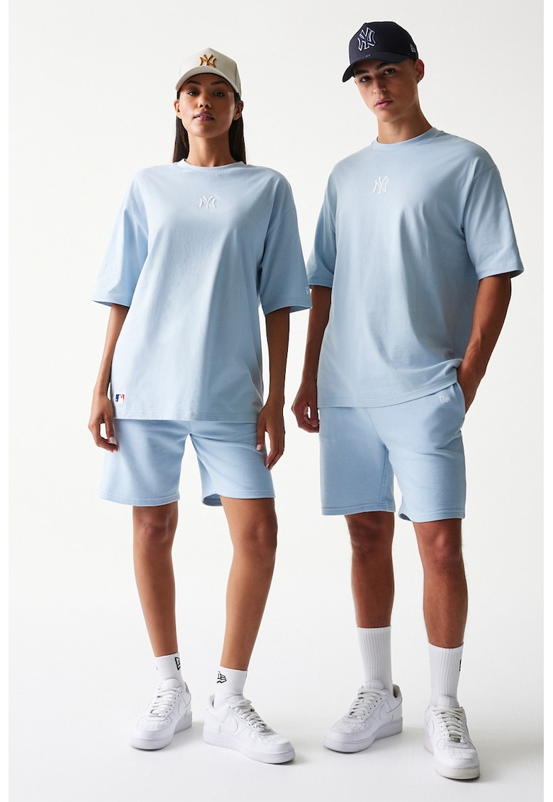 Tricou lejer cu logo brodat si model unisex - Albastru pastel