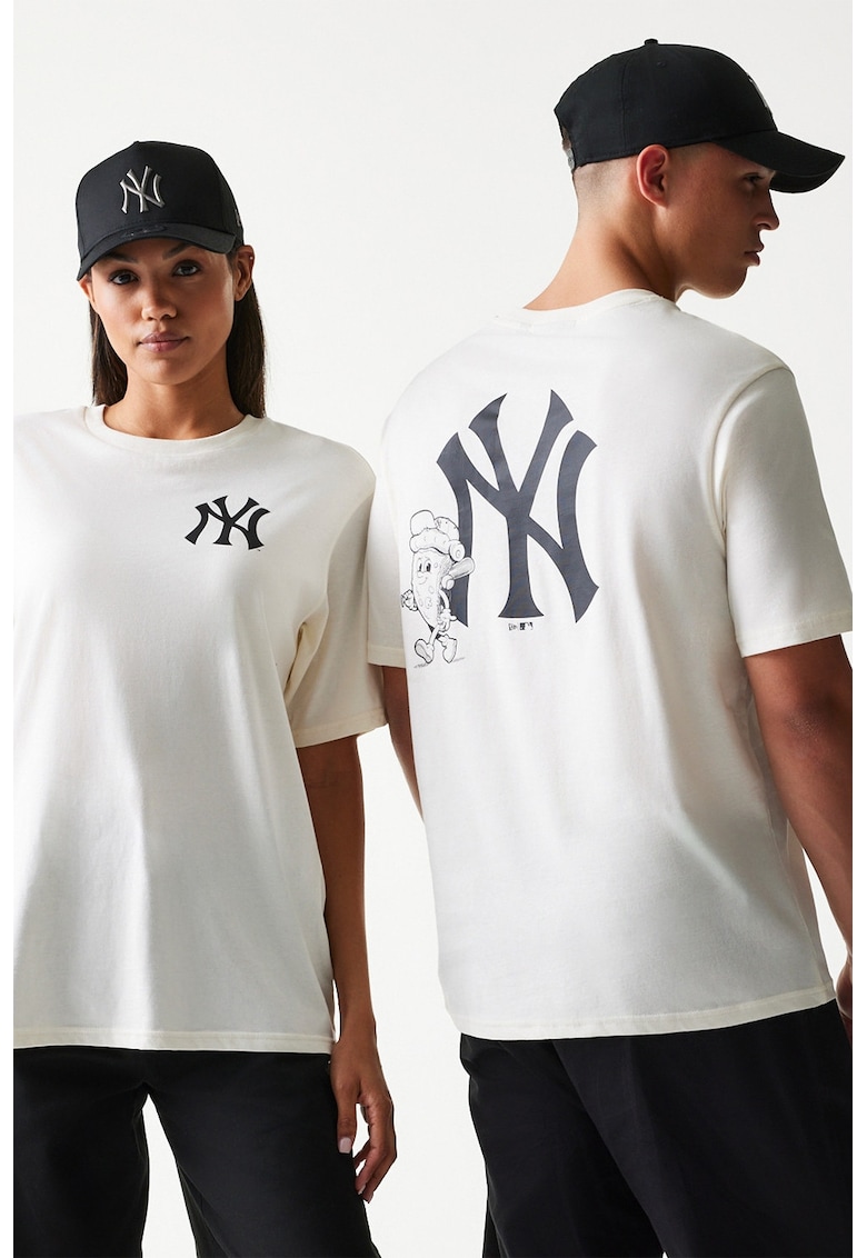 Tricou unisex MLB NY Yankees - Alb murdar/Gri antracit