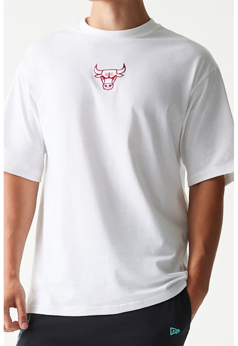 Tricou din bumbac cu detaliu brodat - Alb