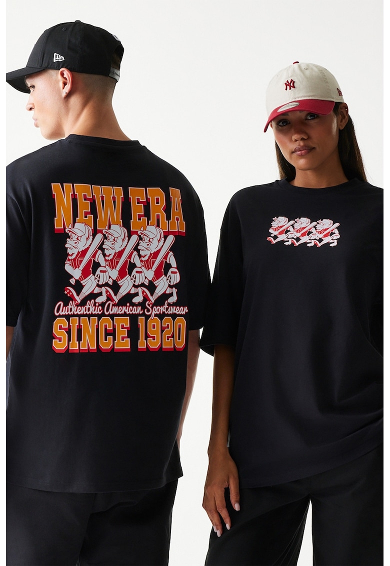 Tricou unisex Character - Negru/Portocaliu neon