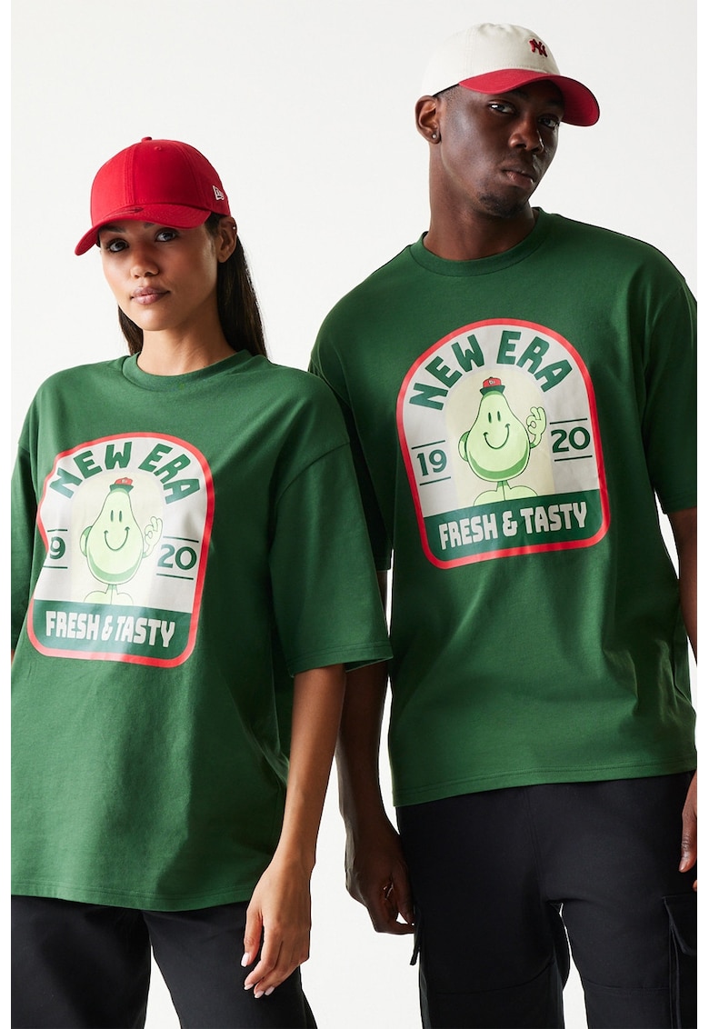 Tricou unisex Fruit - Verde padure/Bej deschis