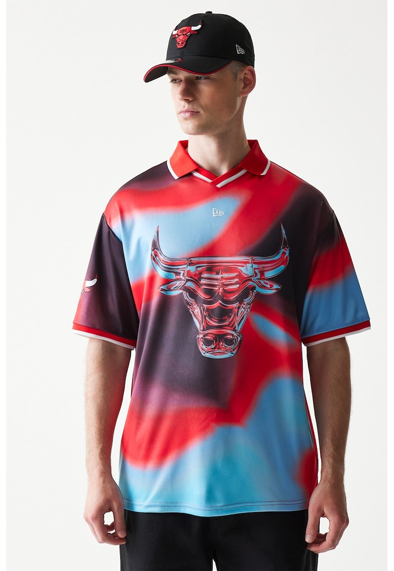 Tricou polo NBA Chicago Bulls - Rosu/Black Onyx/Albastru deschis