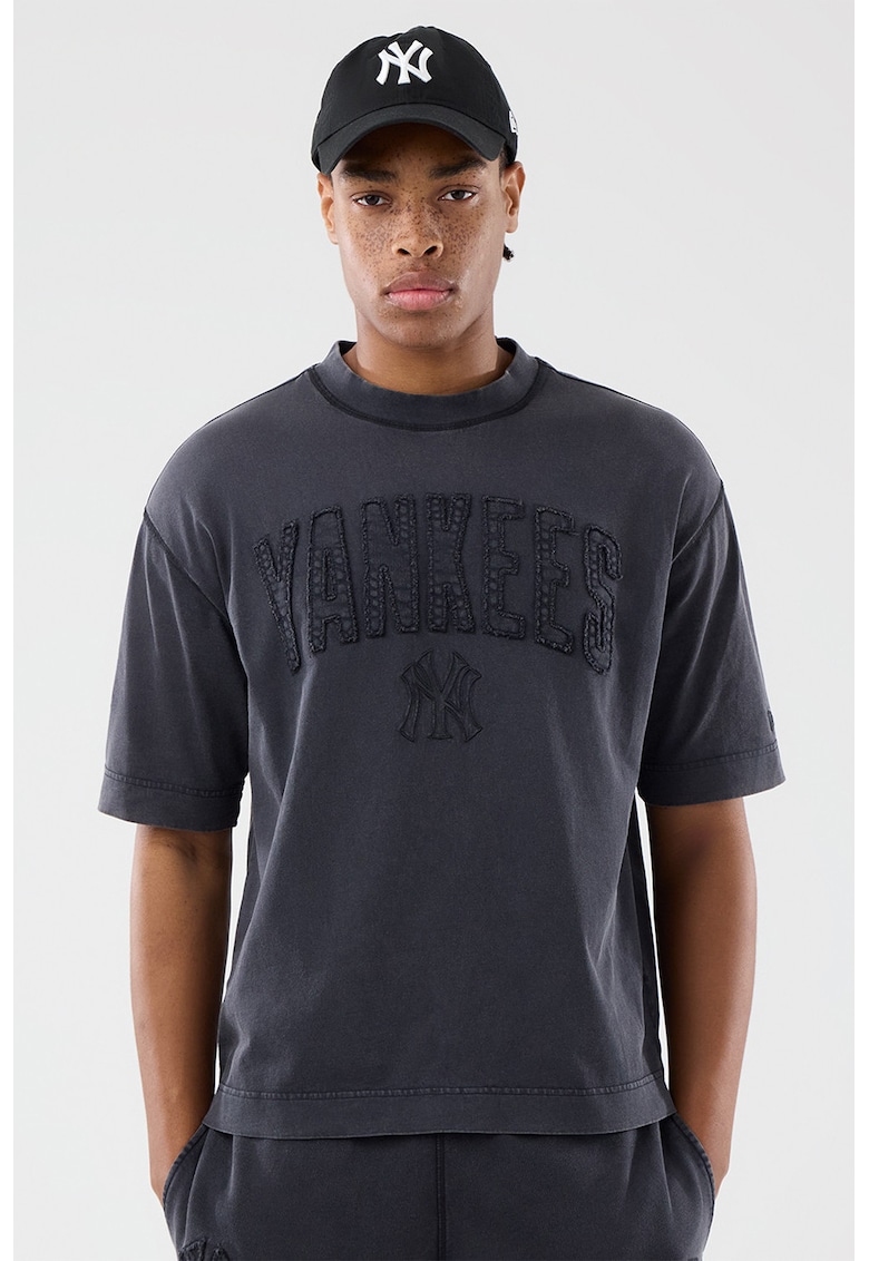 Tricou din amestec de bumbac cu Yankeed in relief - Negru stins