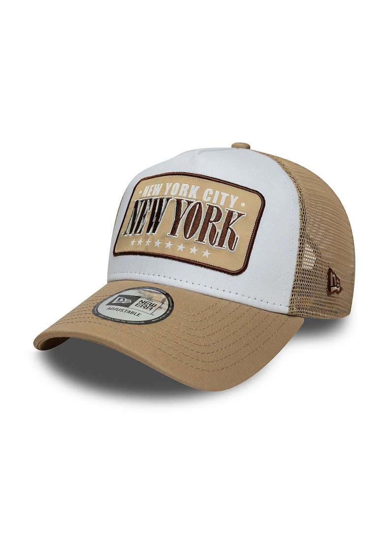 Sapca trucker cu aplicatie New York 9Forty - Alb optic/Bej deschis