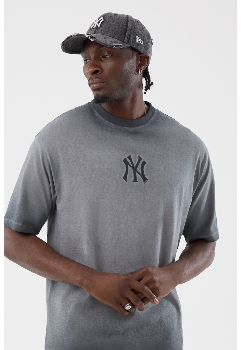Tricou cu logo brodat - Gri melange
