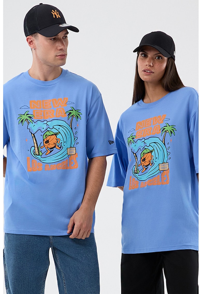 Tricou unisex din bumbac cu design grafic - Albastru pastel