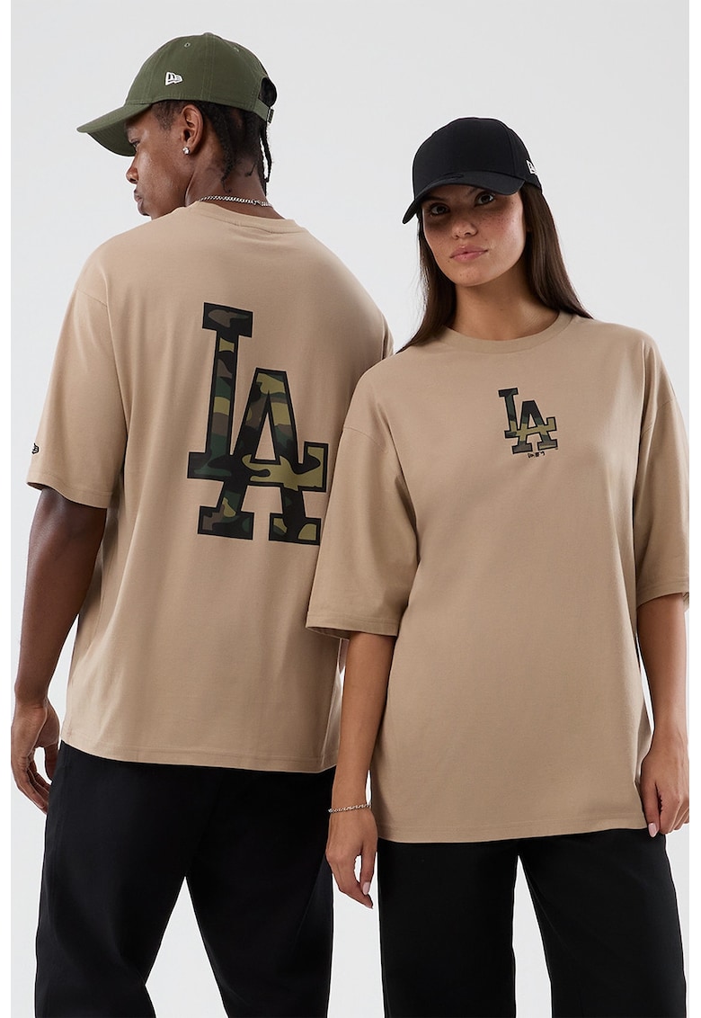 Tricou din bumbac cu model unisex LA Dodgers - Bej
