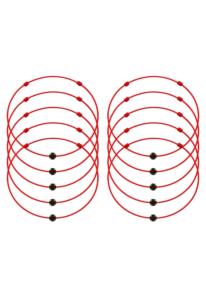 Set de bratari martisor cu cristal Preciosa - 10 bucati - Auriu/Negru