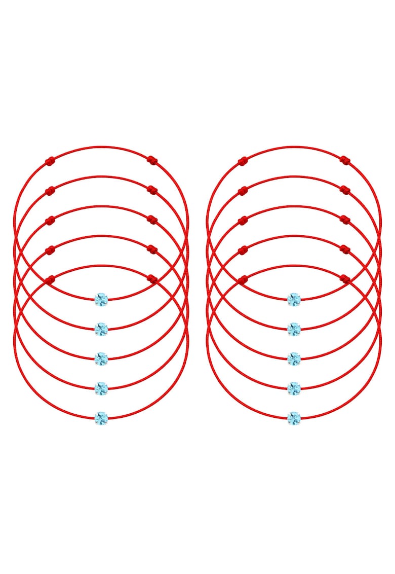 Set de bratari martisor cu cristal Preciosa - 10 bucati - Albastru marin