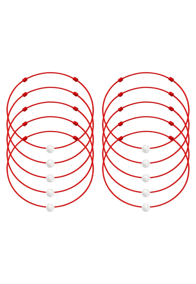 Set de bratari martisor cu perla Preciosa - 10 bucati - Alb